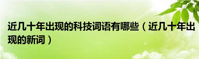 近几十年出现的科技词语有哪些近几十年出现的新词