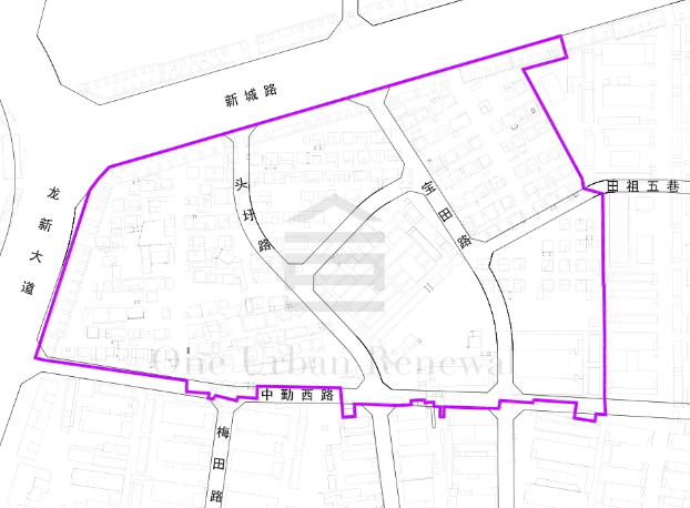 新生社区田祖上片区城市更新单元拟拆除范围用地面积139659㎡