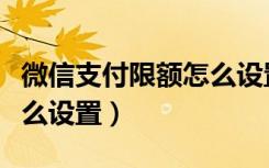 微信支付限额怎么设置封顶（微信支付限额怎么设置）