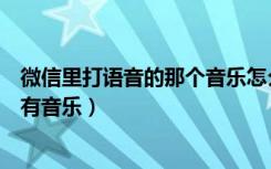 微信里打语音的那个音乐怎么弄（微信怎么设置别人打语音有音乐）