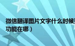 微信翻译图片文字什么时候更新的（微信翻译图片中的文字功能在哪）