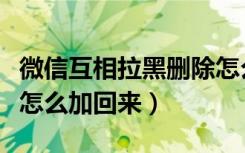 微信互相拉黑删除怎么加回来（微信互相拉黑怎么加回来）