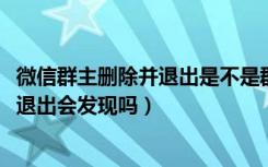 微信群主删除并退出是不是群就解散了（2018微信群删除并退出会发现吗）