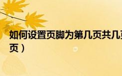 如何设置页脚为第几页共几页（页脚怎么设置成第几页共几页）