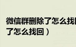 微信群删除了怎么找回来怎么办（微信群删除了怎么找回）