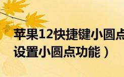 苹果12快捷键小圆点怎么设置（苹果12如何设置小圆点功能）