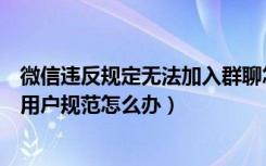 微信违反规定无法加入群聊怎么办（微信不能加入群聊违反用户规范怎么办）