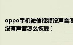 oppo手机微信视频没声音怎样设置（oppo手机微信来信息没有声音怎么恢复）