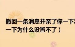 撤回一条消息并亲了你一下怎么办（撤回一条消息并亲了你一下为什么设置不了）