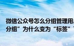 微信公众号怎么分组管理用户（微信公众号用户管理里的“分组”为什么变为“标签”了）