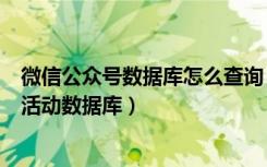 微信公众号数据库怎么查询（微信公众平台怎么查看自己的活动数据库）