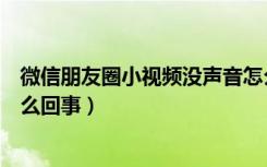 微信朋友圈小视频没声音怎么解决（微信小视频没有声音怎么回事）