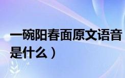 一碗阳春面原文语音（《一碗阳春面》的原文是什么）