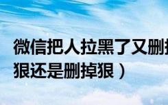 微信把人拉黑了又删掉怎么弄回来（微信拉黑狠还是删掉狠）