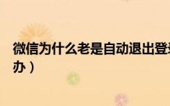 微信为什么老是自动退出登录（微信退出来了登录不上怎么办）