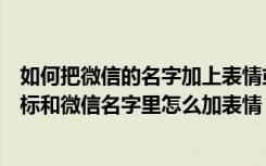 如何把微信的名字加上表情或图案（怎样在微信名字添加图标和微信名字里怎么加表情）