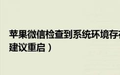 苹果微信检查到系统环境存在异常（苹果微信系统环境异常建议重启）