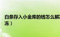 白条存入小金库的钱怎么解冻（京东白条小金库的钱怎么解冻）