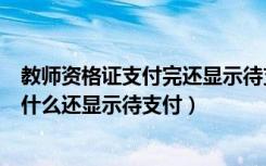 教师资格证支付完还显示待支付（教师资格证支付成功了为什么还显示待支付）