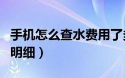 手机怎么查水费用了多少（手机怎么查询水费明细）