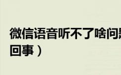 微信语音听不了啥问题（微信语音听不了怎么回事）