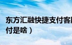 东方汇融快捷支付客服电话（东方汇融快捷支付是啥）