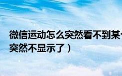 微信运动怎么突然看不到某个朋友（微信运动为什么有的人突然不显示了）