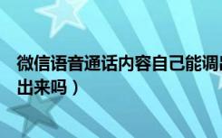 微信语音通话内容自己能调出来吗（微信语音通话内容能调出来吗）