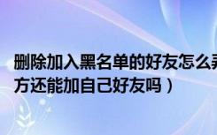 删除加入黑名单的好友怎么弄回来（加入黑名单后再删除,对方还能加自己好友吗）