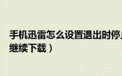 手机迅雷怎么设置退出时停止下载（手机迅雷退出后就无法继续下载）