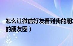 怎么让微信好友看到我的朋友圈（如何让一个微信好友看你的朋友圈）