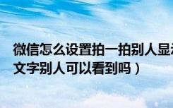 微信怎么设置拍一拍别人显示文字（微信里拍一拍怎么设置文字别人可以看到吗）