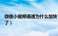 微信小视频语速为什么加快了（微信小视频语速为什么加快了）