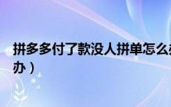 拼多多付了款没人拼单怎么办（拼多多钱付了没人拼单怎么办）