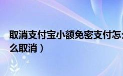 取消支付宝小额免密支付怎么操作（支付宝小额免密支付怎么取消）