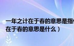 一年之计在于春的意思是指什么（一日之计在于晨一年之计在于春的意思是什么）