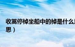 收篙停棹坐船中的棹是什么意思（收篙停棹坐船中是什么意思）