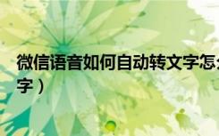 微信语音如何自动转文字怎么设置（微信语音怎么自动转文字）