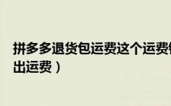 拼多多退货包运费这个运费钱谁出（拼多多退货包运费是谁出运费）