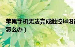 苹果手机无法完成触控id设置指纹（苹果手机无法设置指纹怎么办）