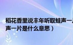 稻花香里说丰年听取蛙声一片意思（稻花香里说丰年听取蛙声一片是什么意思）