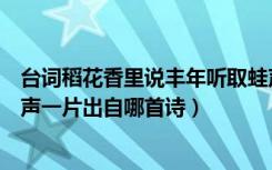 台词稻花香里说丰年听取蛙声一片（稻花香里说丰年听取蛙声一片出自哪首诗）