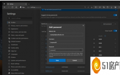 手动添加第三方网站密码功能也可以在微软 Edge Canary 中使用