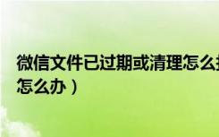 微信文件已过期或清理怎么打开（微信暂时不能打开该文件怎么办）