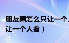 朋友圈怎么只让一个人看三天（朋友圈怎么只让一个人看）