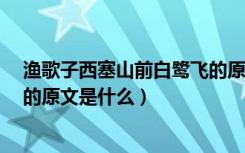 渔歌子西塞山前白鹭飞的原文（《渔歌子西塞山前白鹭飞》的原文是什么）