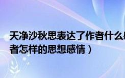 天净沙秋思表达了作者什么感情（《天净沙秋思》表达了作者怎样的思想感情）