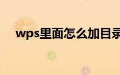 wps里面怎么加目录（wps怎样加目录）