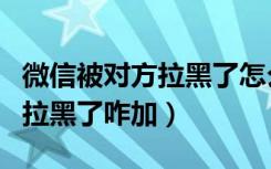 微信被对方拉黑了怎么能加上去（微信被对方拉黑了咋加）