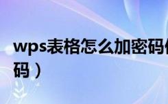 wps表格怎么加密码保护（wps表格怎么加密码）